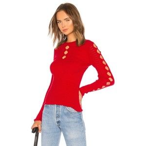 Kenzo size Small Fitted Lacehole Sweater Red Women’s Long Sleeve Top